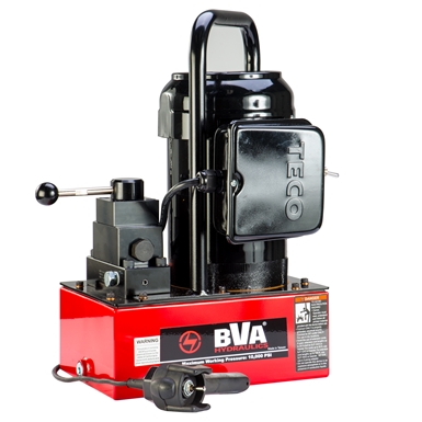 BVA Hydraulics Electric Pumps with Locking Manual Valve and Pendant Switch for Single Acting Cylinders PE30W3L01A